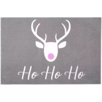 Идеи Primaflor в текстильном коврике «VELVET - HOHOHO», прямоугольный, высота 5 мм, грязеулавливающий коврик, Рождество, с надписью, моющийся, нескользящий Primaflor-Ideen In Textil, серый