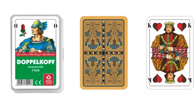 Игральные карты Ass Altenburger двойная головка, немецкое изображение, василек