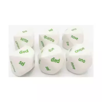 Игральные кости d10, 20 мм, с цифрами 1–10 — итальянские слова (6), Dice - Foreign Language Dice