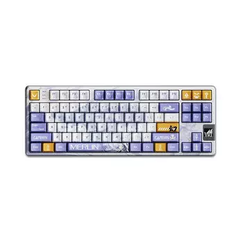 Игровая беспроводная клавиатура Valkyrie VK87, Merlin, белый/фиолетовый, английская раскладка