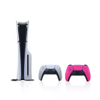 Игровая консоль Sony Playstation 5 Slim, 1 ТБ, 2 геймпада белый + розовый, белый