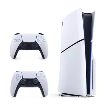 Игровая консоль Sony Playstation 5 Slim, 1 ТБ, 2 белых геймпада, белый