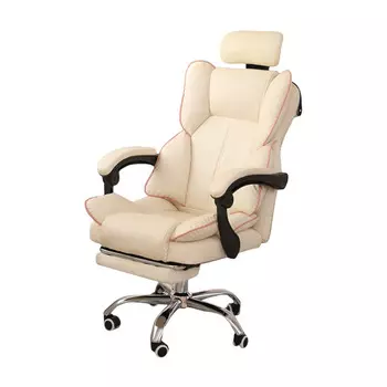 Игровое кресло Insdea HDA022, алюминий, с подставкой для ног, белый/розовый