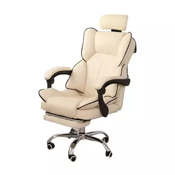 Игровое кресло Insdea HDA022, сталь, с подставкой для ног, белый/черный