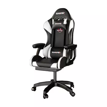 Игровое кресло Yipinhui DJ-06, нейлон, воздушный стержень 3 уровня, подставка для ног, черный/белый