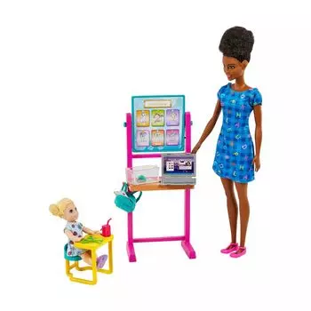 Игровой набор Barbie «Ты можешь быть кем угодно» для ученицы детского сада и черноволосой учительницы Barbie