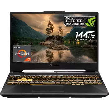 Игровой ноутбук ASUS TUF A15 15.6", 16 ГБ/512 ГБ + 1 ТБ, AMD Ryzen 7 4800H, RTX 3050Ti, черный, английская раскладка