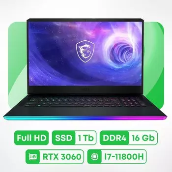 Игровой ноутбук MSI GE76 Raider, 17.3'', 16 ГБ/1 ТБ, i7-11800H, RTX 3060, серый, английская клавиатура