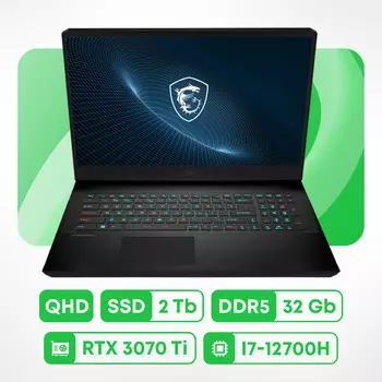 Игровой ноутбук MSI GP76, 17.3", 32Гб/2Тб, i7-12700H, RTX 3070 Ti, черный, английская раскладка