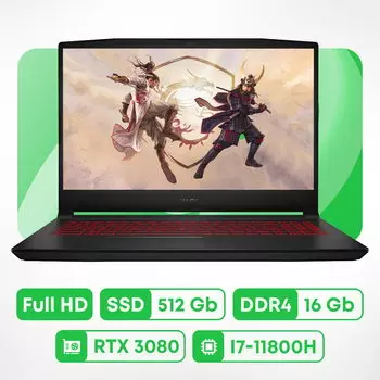 Игровой ноутбук MSI Katana GF66-11UG, 15.6'', 16 ГБ/ 512 ГБ, i7-11800H, RTX 3070, черный, английская клавиатура