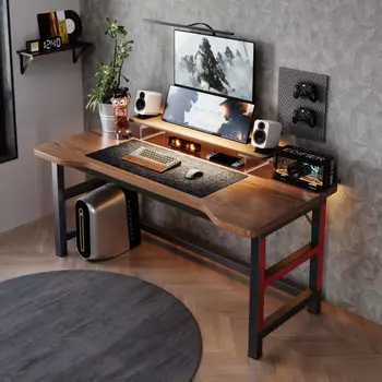 Игровой стол Naijia A682A, полка для монитора, 100x60 см, черный орех