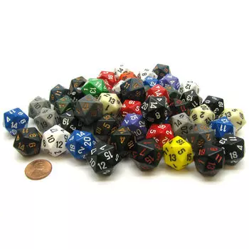 Игровые кубики Bag Of 50 Assorted Polyhedral Opaque D20 Dice Chessex