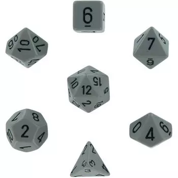 Игровые кубики Opaque Poly 7 Set: Grey/Black Chessex