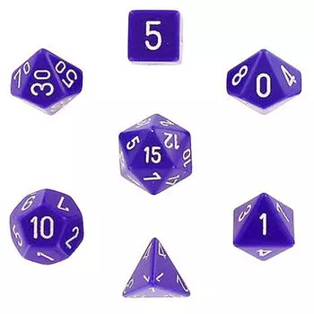 Игровые кубики Opaque Polyhedral Dice 7 Set: Purple/White Chessex