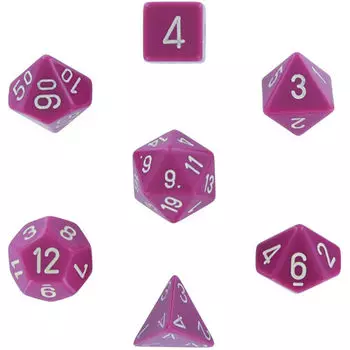 Игровые кубики Opaque Polyhedral Dice 7 Set: Light Purple/White Chessex