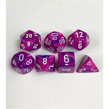 Игровые кубики Poly 7 Set: Festive Violet With White Chessex