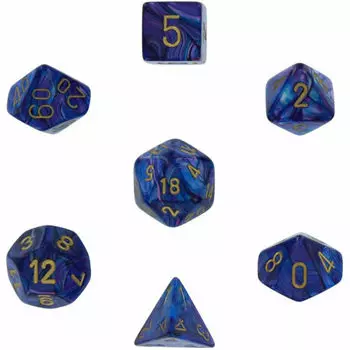 Игровые кубики Poly 7 Set: Lustrous Purple/Gold Chessex