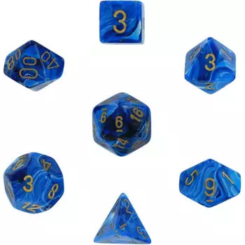 Игровые кубики Poly 7 Set: Vortex Blue/Gold Chessex