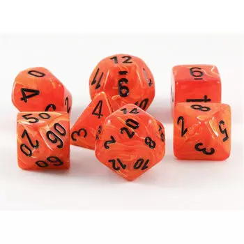 Игровые кубики Poly 7 Set: Vortex Orange/Black Chessex