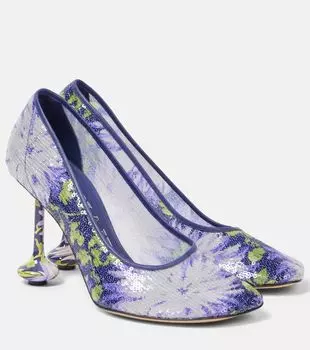Игрушечные 90 floral босоножки с пайетками на сетчатой основе Loewe, Navy/Lillac