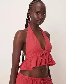 Iisla & Bird пляжный жилет-халтер с завязкой спереди красного цвета