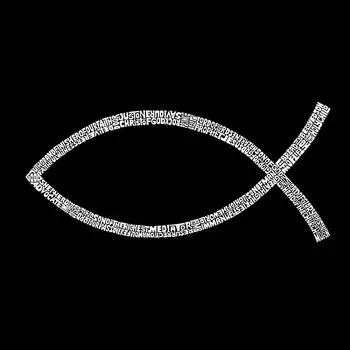 Иисус Рыба — мужская футболка с рисунком Word Art LA Pop Art, серый