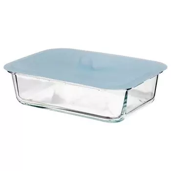 IKEA 365+ ИКЕА/365+ Контейнер для продуктов с крышкой, прямоугольн формы стекло/силикон, 1.0 л IKEA