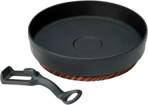 Ikenaga Ironwork AGY5501 Кастрюля для пельменей, 5,9 дюйма (15 см), сделано в Японии, для газовых плит, ручка и деревянная подставка, черный Ikenaga Iron Works, Black