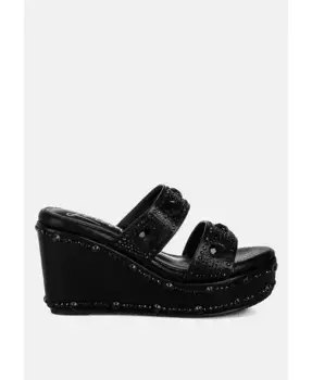 Ики Дики Босоножки-платформы с камнями и стразами London Rag, черный