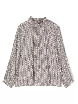 Il Gufo блузка с оборками и графичным принтом, серый