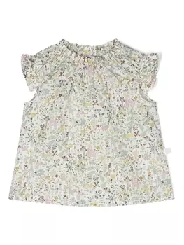 Il Gufo брюки с оборками и цветочным принтом, белый