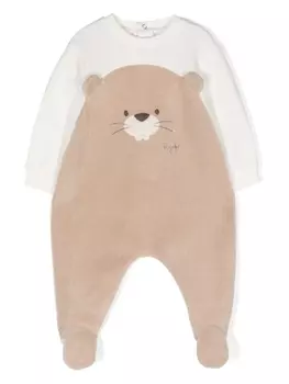Il Gufo флисовая пижама с узором Beaver, коричневый
