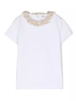 Il Gufo футболка с искусственным мехом, белый