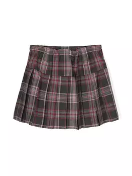 Il Gufo клетчатая юбка со складками, серый