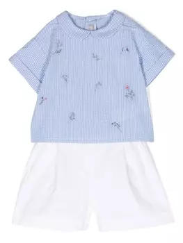 Il Gufo комплект из футболки и полосатых шортов, синий