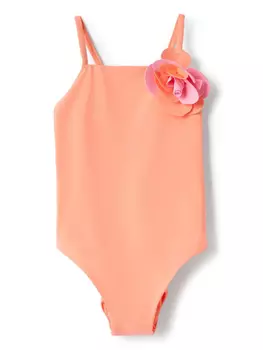 Il Gufo купальник с цветочной аппликацией, оранжевый