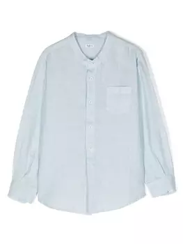 Il Gufo льняная рубашка с воротником-стойкой, синий