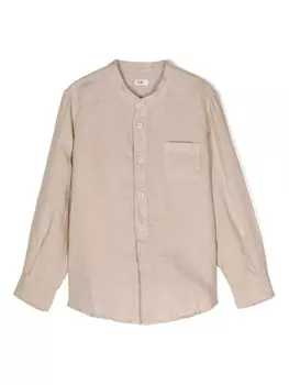 Il Gufo льняная рубашка с воротником-стойкой, нейтральный цвет