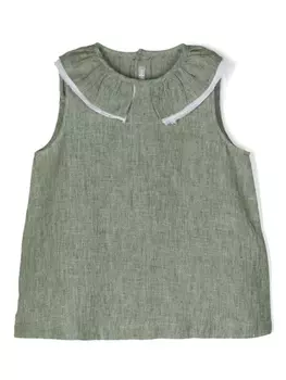 Il Gufo льняное платье мини с оборками, зеленый