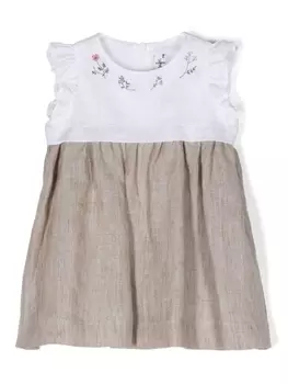 Il Gufo льняное платье с цветочной вышивкой, нейтральный цвет