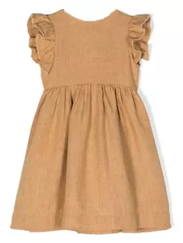 Il Gufo льняное платье с оборками на рукавах, желтый