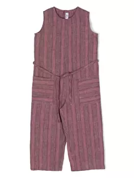 Il Gufo льняной комбинезон в полоску, розовый