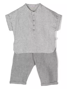 Il Gufo льняной комплект из топа и брюк, серый