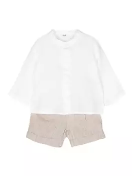Il Gufo льняной комплект из топа и шортов, белый