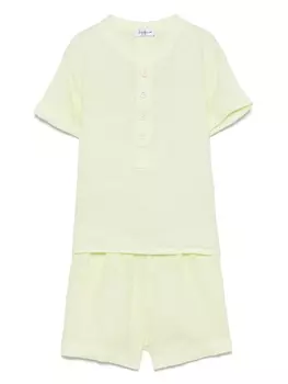 Il Gufo льняной комплект из топа и шортов, зеленый