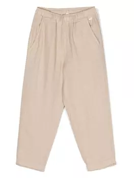 Il Gufo льняные зауженные брюки, нейтральный цвет