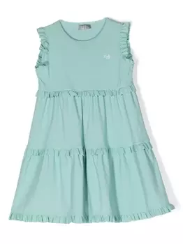 Il Gufo многослойное платье с вышитым логотипом, зеленый
