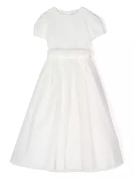 Il Gufo платье из тюля с цветочной аппликацией, белый