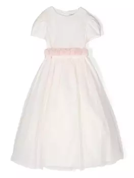 Il Gufo платье из тюля с цветочной аппликацией, розовый