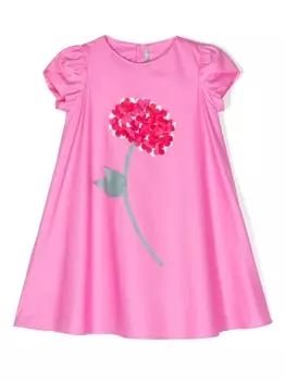 Il Gufo платье с цветочной аппликацией, розовый
